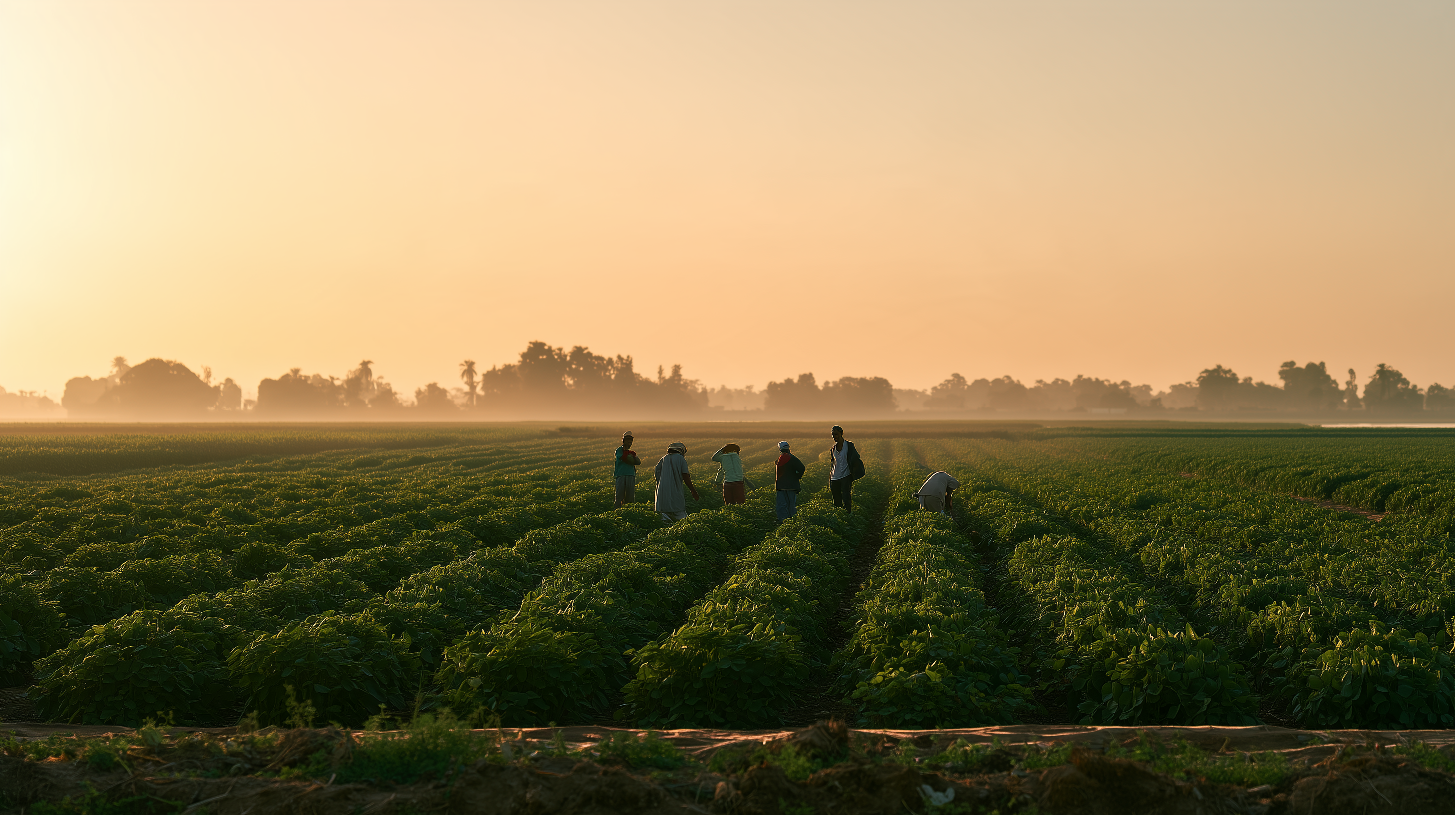Harvest on our farms at sunrise