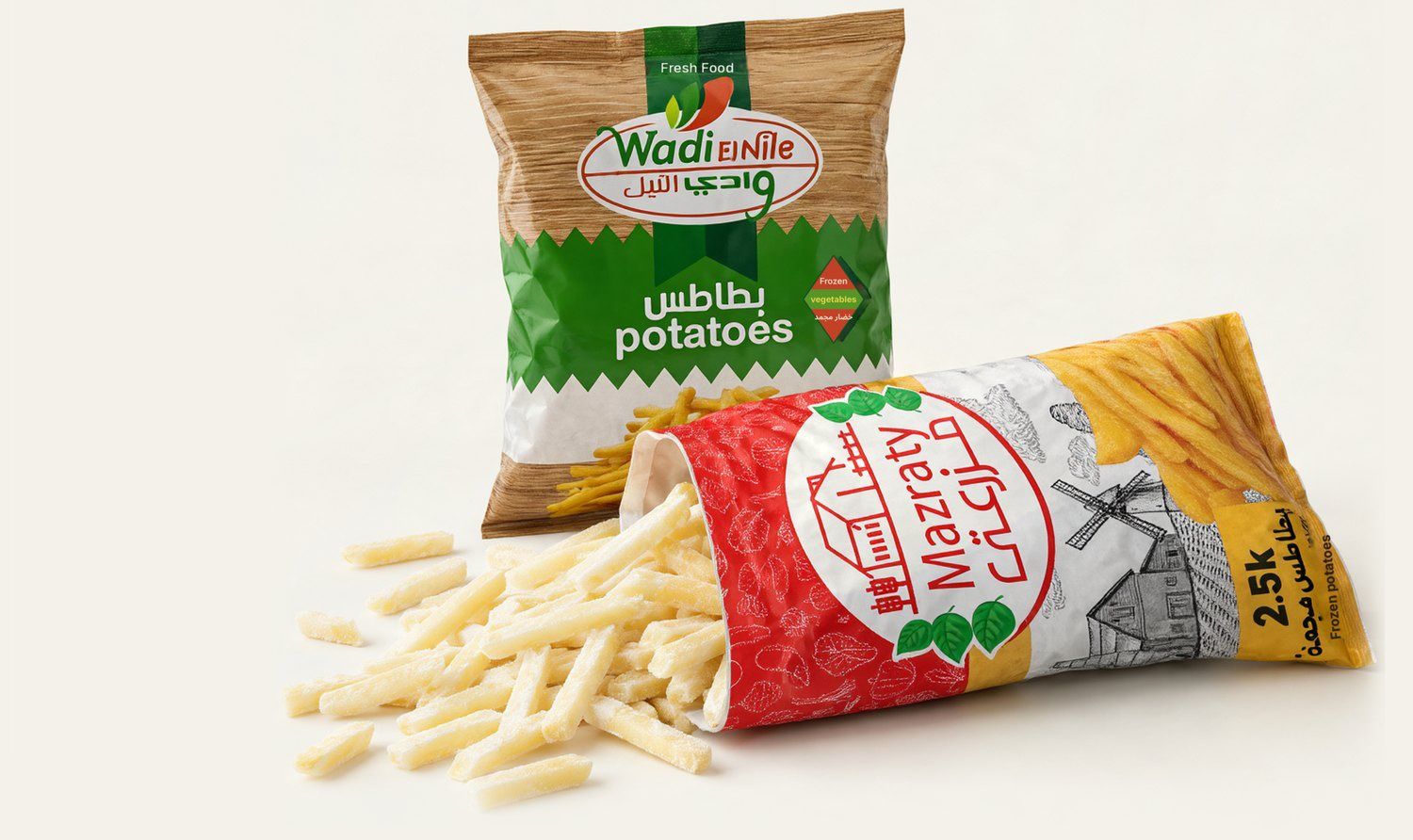 Frozen French Fries in Wadi ElNile and Mazraty bags