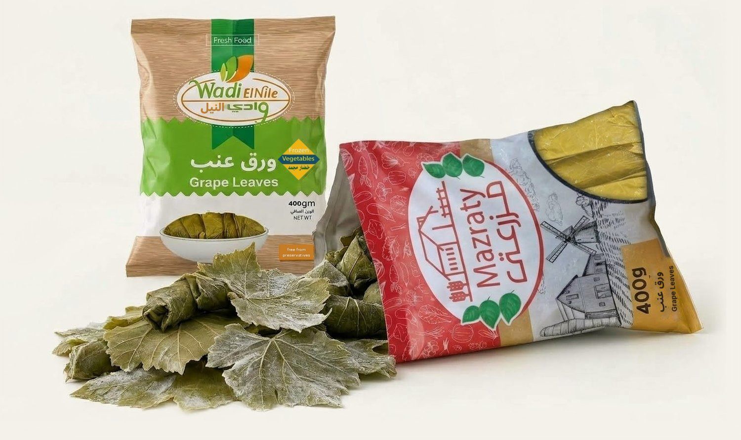 Frozen Grape Leaves in Wadi ElNile and Mazraty bags