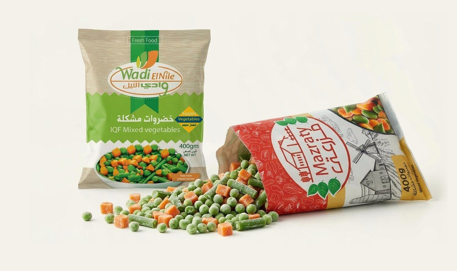 Frozen Mixed Vegetables in Wadi ElNile and Mazraty bags