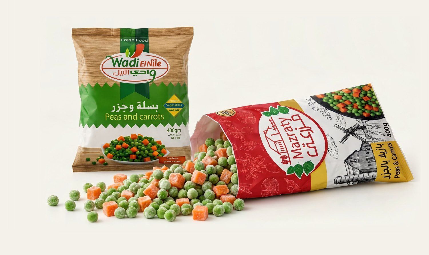 Frozen Peas & Carrots in Wadi ElNile and Mazraty bags
