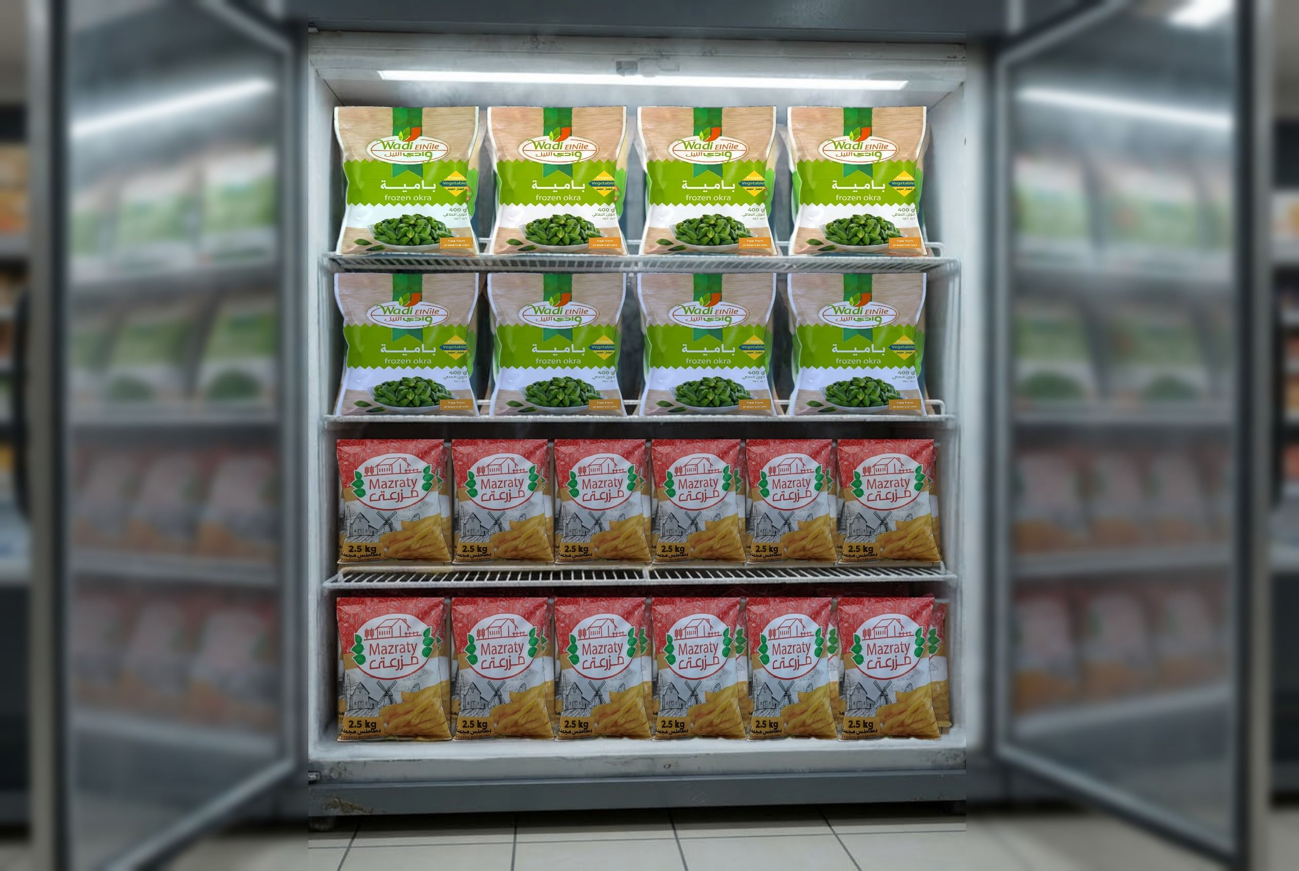 Wadi ElNile bags in a supermarket freezer